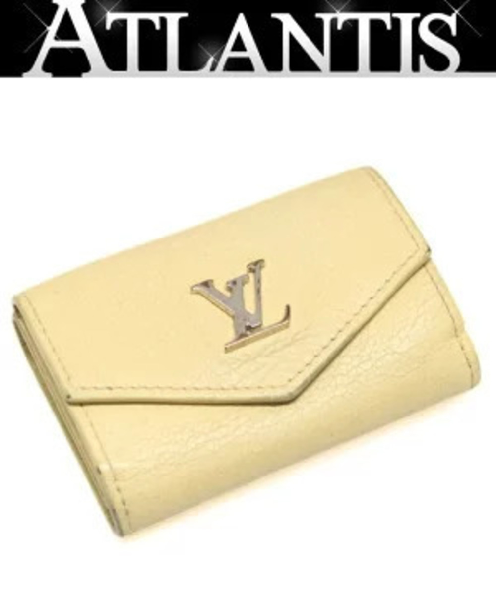 Louis Vuitton Portefeuille Lock Tri fold Wallet Compact Leather Yellow